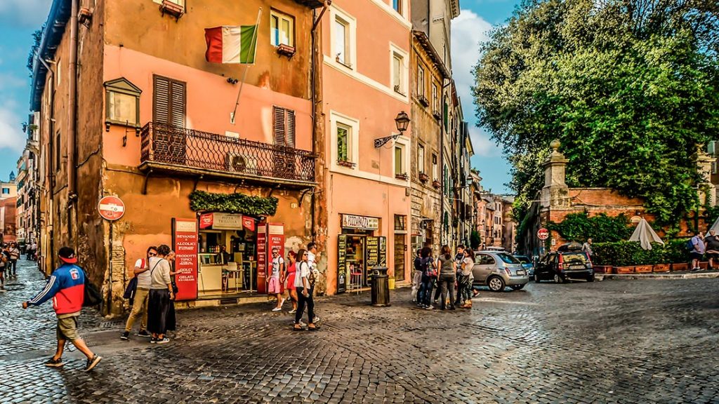 Pizza Trilussa på Piazza Trilussa i Trastevere i Roma